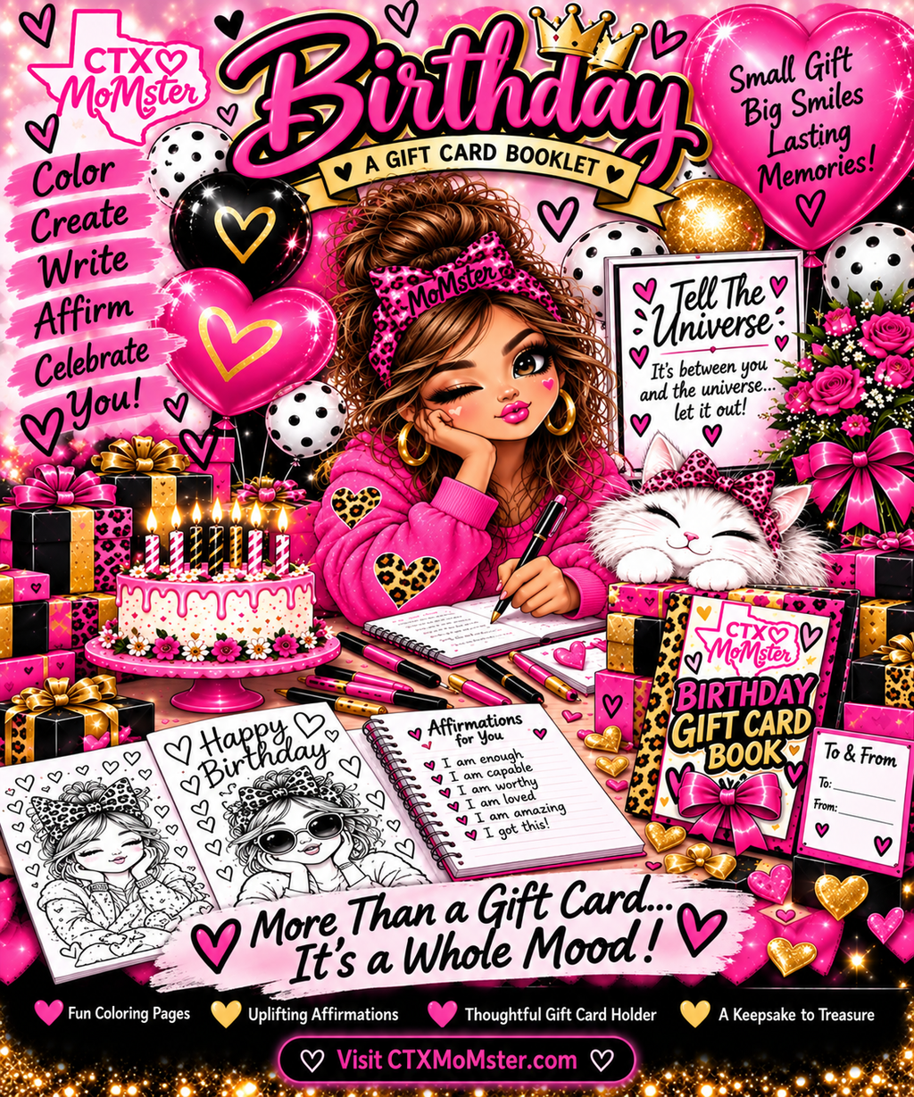 Birthday Gift Card Booklet — Adult Coloring & Affirmation Journal (Color + B&W)