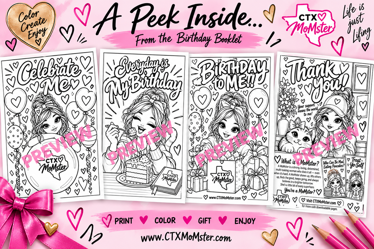 Birthday Gift Card Booklet — Adult Coloring & Affirmation Journal (Color + B&W)