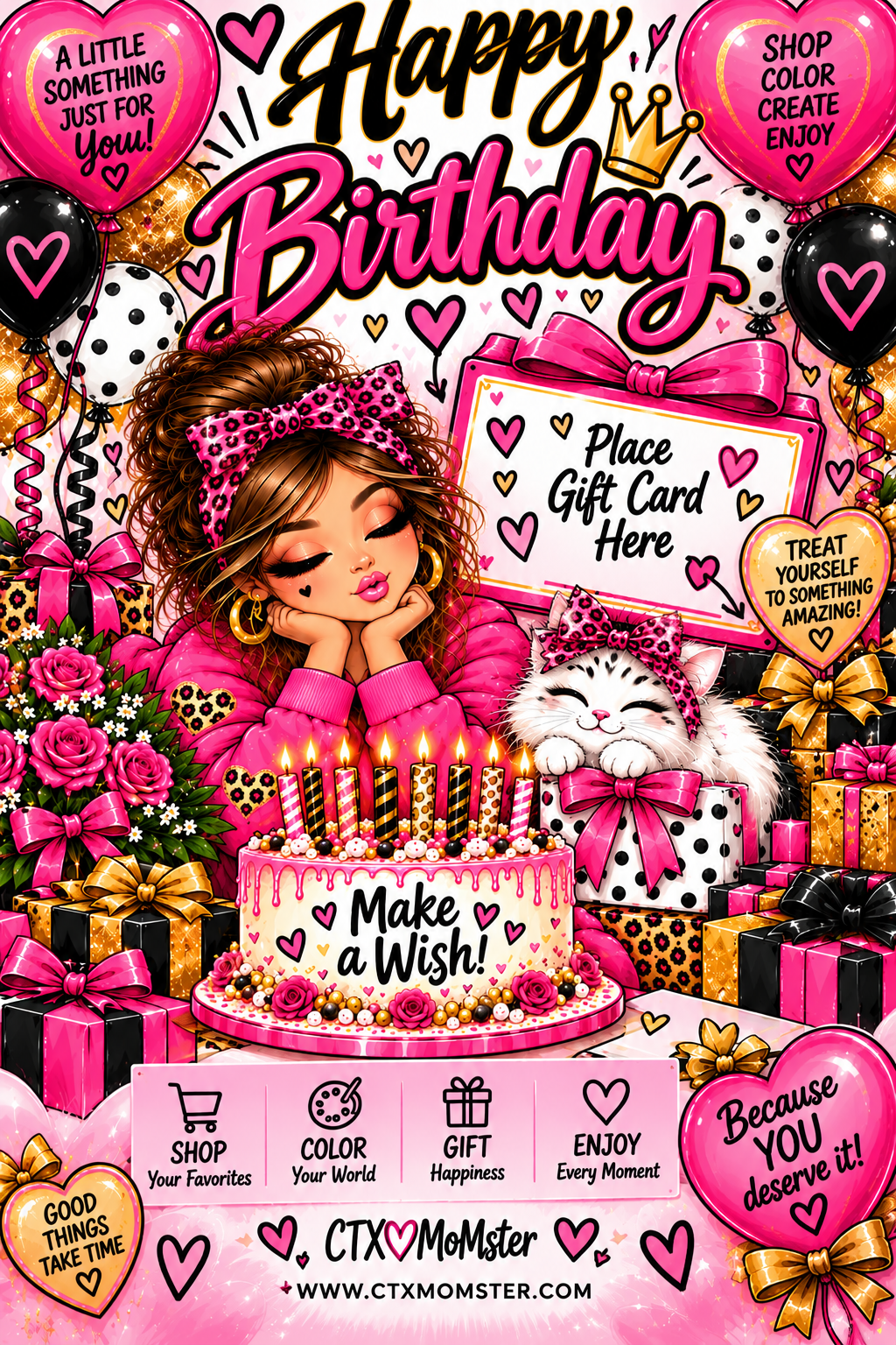Birthday Gift Card Booklet — Adult Coloring & Affirmation Journal (Color + B&W)
